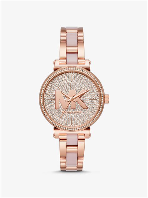 michael kors sofie pavé rose gold tone watch|rose gold tone watch.